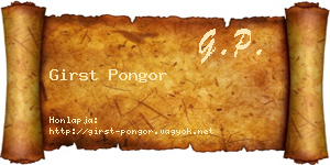 Girst Pongor névjegykártya